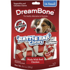 DreamBone Small Rattle Ball Chicken Chews Dog Treats, 14 count