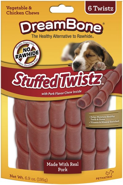 DreamBone Stuffed Twistz Pork Chews Dog Treats, 6 count slide 1 of 3