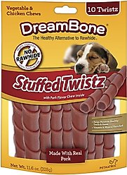 DreamBone Stuffed Twistz Pork Chews Dog Treats, 10 count