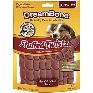 DreamBone Stuffed Twistz Pork Chews Dog Treats, 10 count