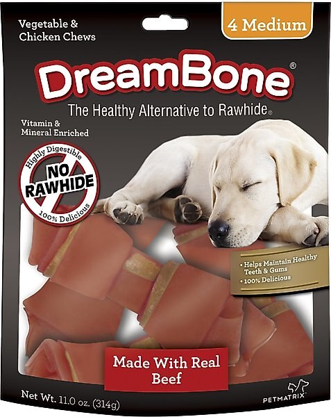 DreamBone Medium Beef Chew Bones Dog Treats, 4 count slide 1 of 4