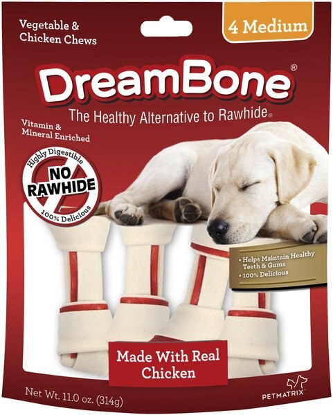 DreamBone Medium Chicken Chew Bones Dog Treats, 4 count slide 1 of 4