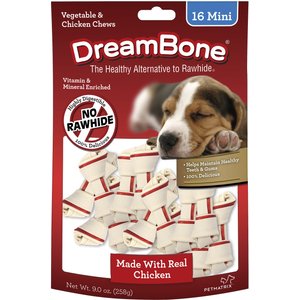 DreamBone Mini Chicken Chew Bones Dog Treats, 16 count
