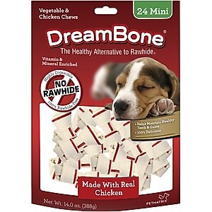 DreamBone Mini Chicken Chew Bones Dog Treats, 24 count