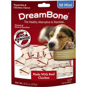 DreamBone Mini Chicken Chew Bones Dog Treats, 36 count