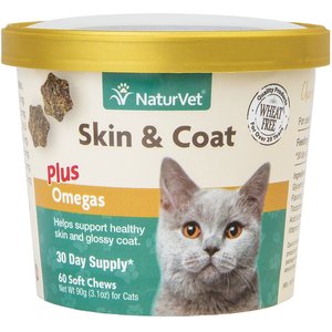 NaturVet Skin & Coat Plus Omegas Soft Chews Skin & Coat Supplement for Cats, 60 count