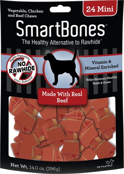SmartBones Mini Beef Chew Bones Dog Treats, 24 count slide 1 of 4