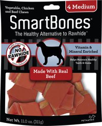 SmartBones Medium Beef Chew Bones Dog Treats, 4 count