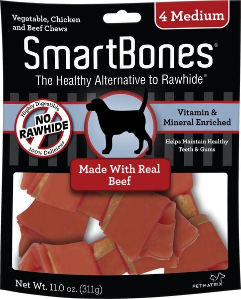 SmartBones Medium Beef Chew Bones Dog Treats, 4 count slide 1 of 6