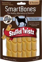 SmartBones Stuffed Twistz Peanut Butter Chews Dog Treats, 6 count
