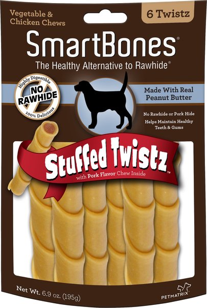 SmartBones Stuffed Twistz Peanut Butter Chews Dog Treats, 6 count slide 1 of 3