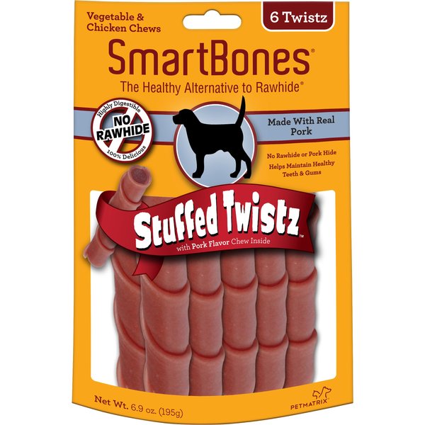 SMARTBONES Stuffed Twistz Peanut Butter Chews Dog Treats, 6 count