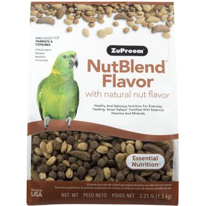 ZuPreem NutBlend Flavor with Natural Nut Flavors Daily Parrot & Conure Bird Food, 3.25-lb bag