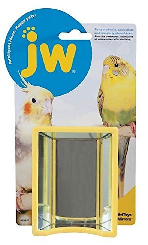 Pet Birds Cockatiel Parrot Single Reflective Round Mirror Bell Funny Hanging Toy 