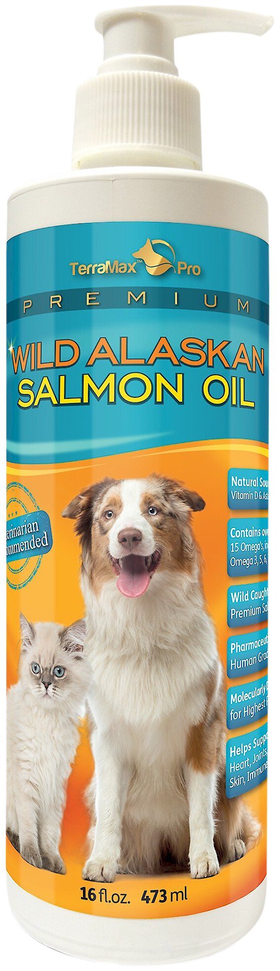 TerraMax Pro Premium Wild Alaskan Salmon Oil Skin &amp; Coat Dog &amp; Cat Liquid Supplement