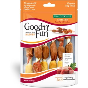 Good 'n' Fun Triple Flavor Kabobs Chicken, Duck & Liver Dog Chews, 4-oz bag