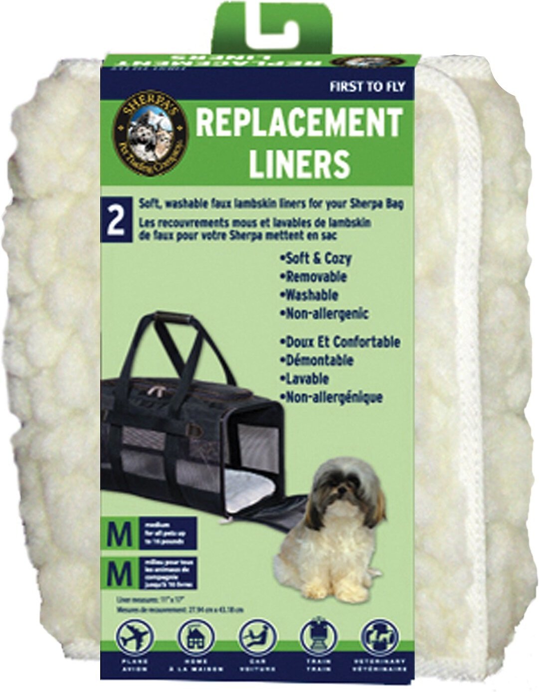 SHERPA Carrier Replacement Liner 2 Pack, Medium