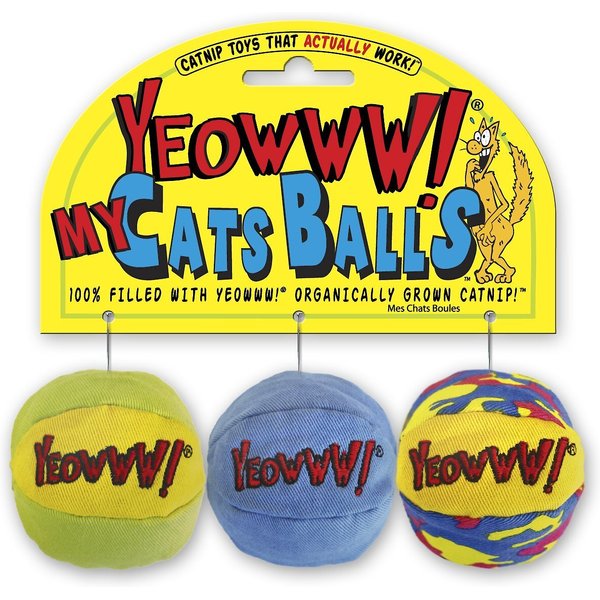 YEOWWW! Catnip My Cats Balls Cat Toy, 3 count