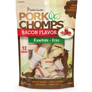 Premium Pork Chomps Bacon Flavor Knotz Dog Treats, 2.5-in, 12 count