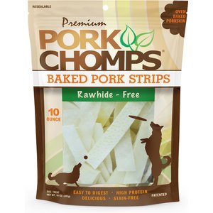 Premium Pork Chomps Baked Pork Strips Dog Treats, 10-oz bag