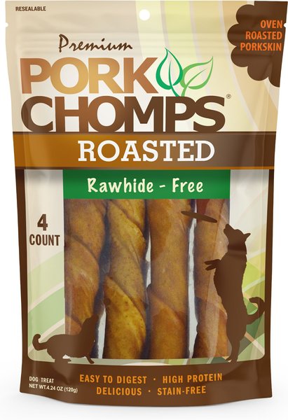 Premium Pork Chomps Roasted Twists Dog Treats, Large, 4 count slide 1 of 2