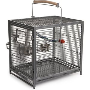 MidWest Poquito Avian Hotel Travel Carrier Bird Cage, Platinum