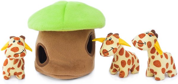 ZIPPYPAWS Burrow Squeaky Hide & Seek Plush Dog Toy, Giraffe Lodge ...