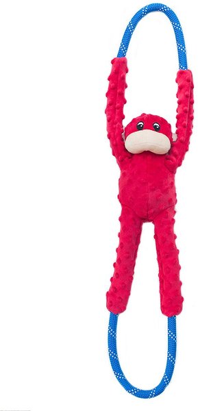 ZippyPaws Monkey RopeTugz Plush & Rope Dog Toy, Red slide 1 of 4