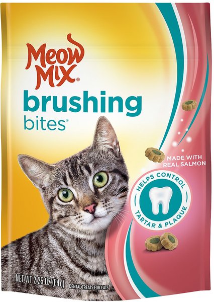 Meow Mix Brushing Bites with Real Salmon Dental Cat Treats, 2.25-oz bag slide 1 of 2