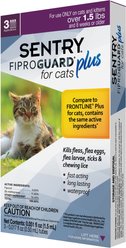 Sentry FiproGuard Flea & Tick Spot Treatment for Cats, over 1.5 lbs, 3 Doses (3-mos. supply)