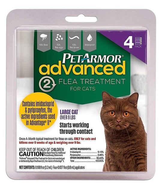 PETARMOR Advanced 2 Flea Treatment for Large Cats Over 9 lbs, 4