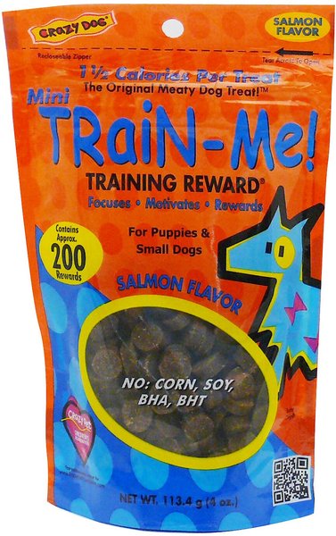 Crazy Dog Train-Me! Minis Salmon Flavor Dog Treats, 4-oz bag slide 1 of 5