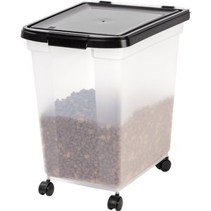 IRIS USA WeatherPro Dog, Cat, Bird & Small-Pet Food Storage Bin Airtight Container, Pearl, 50-lb/65-qt