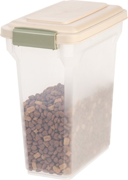 IRIS USA WeatherPro Airtight, Dog, Cat, Bird & Small-Pet Food Storage Container, Almond & Clear, 12.5-lbs/15-qt slide 1 of 5