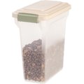 IRIS USA WeatherPro Airtight, Dog, Cat, Bird & Small-Pet Food Storage Container, Almond & Clear, 12.5-lbs/15-qt