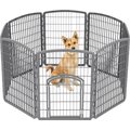 IRIS USA 8-Panel Dog Playpen Fence Enclosure with Door, 34-in, Gray