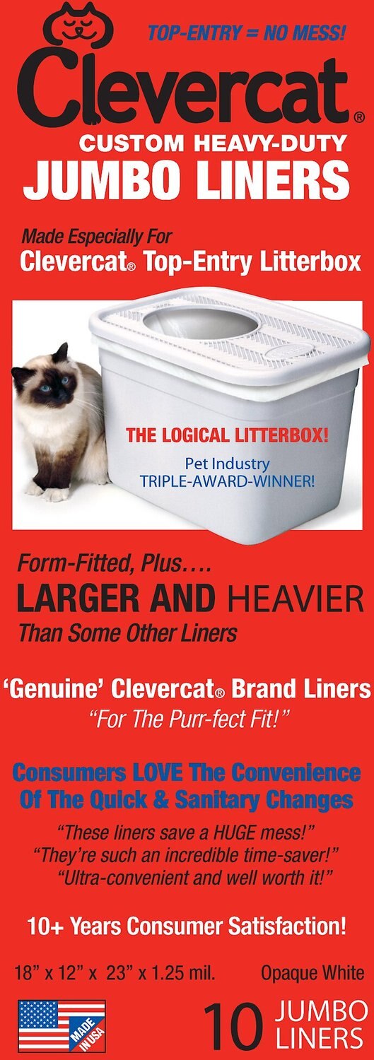 CLEVERCAT Jumbo Litter Box Liners, 10 count