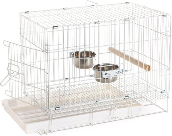 Birds Travel Carrier Durable Cage Stainless Steel Bowl Pet Tray Easy Clean Set 