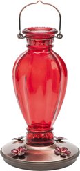 Perky-Pet Daisy Vase Vintage Glass Hummingbird Feeder, Red
