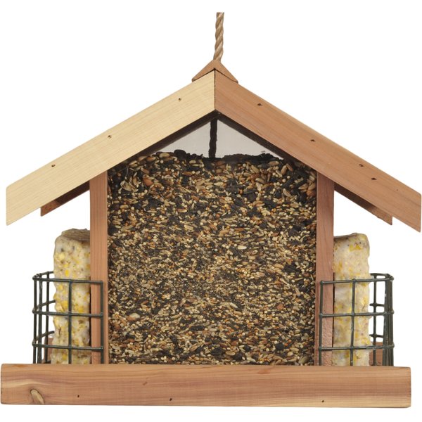 Chalet Woodpecker Chalet Cedar Wood Holds 2 Cakes attracts birds Heath Outdoor Products 