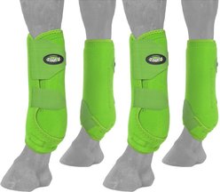 Tough1 Extreme Vented Horse Sport Boots Set, Neon Green, Small