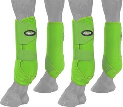 Tough-1 Extreme Vented Horse Sport Boots Set, Neon Green, Medium