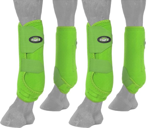 Tough-1 Extreme Vented Horse Sport Boots Set, Neon Green, Medium slide 1 of 4