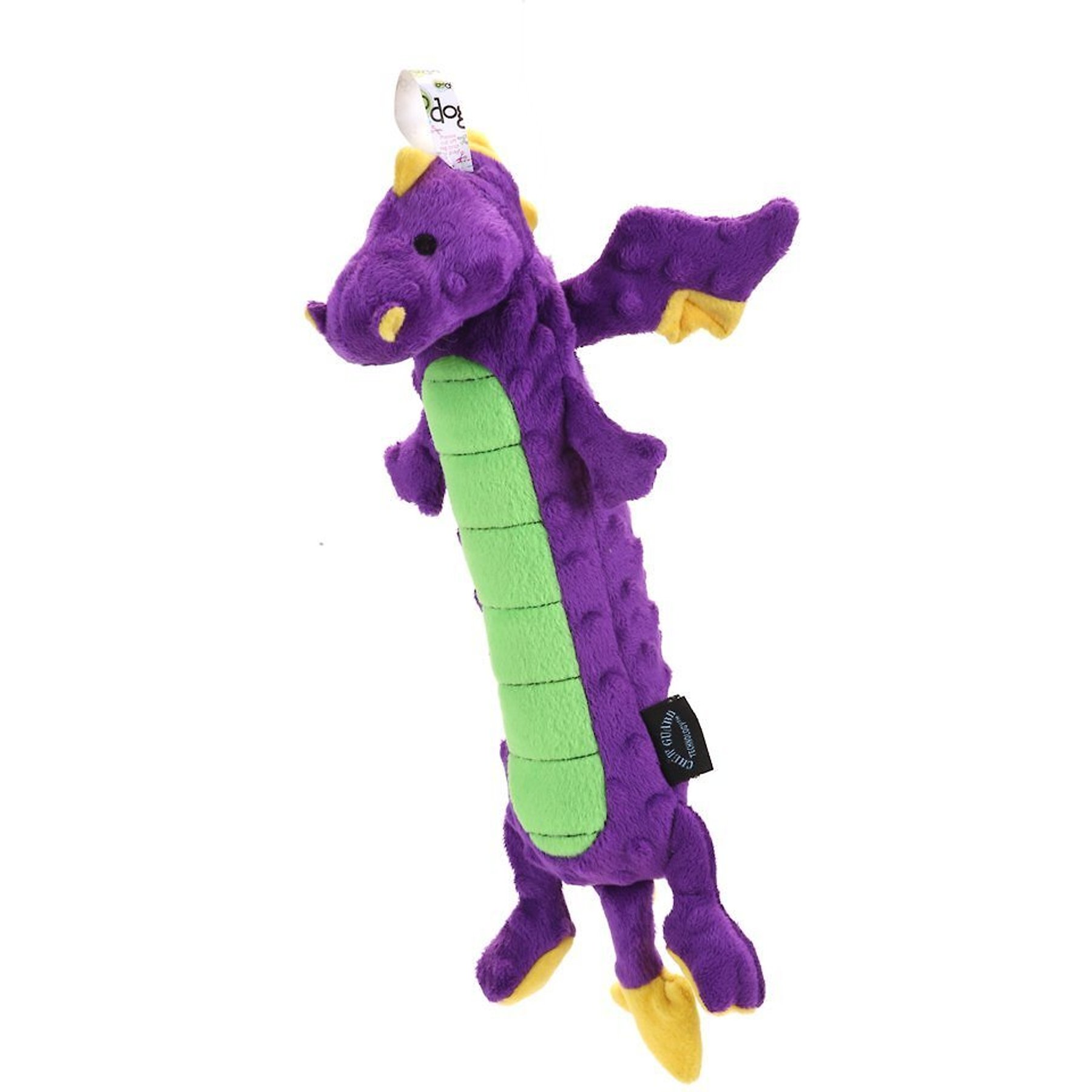 goDog Skinny Dragons Squeaker Plush Pet Toy for Dogs & Puppies