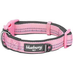 Blueberry Pet 3M Spring Pastel Polyester Reflective Dog Collar, Baby Pink, Large: 18 to 26-in neck, 1-in wide