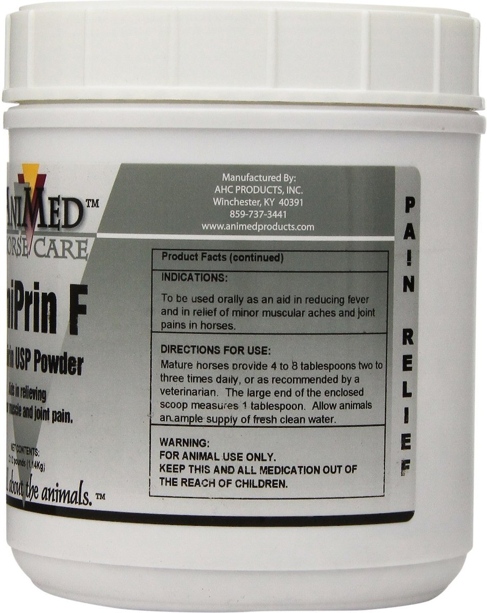 ANIMED AniPrin F Aspirin USP Powder for Horses, 2.5lb tub