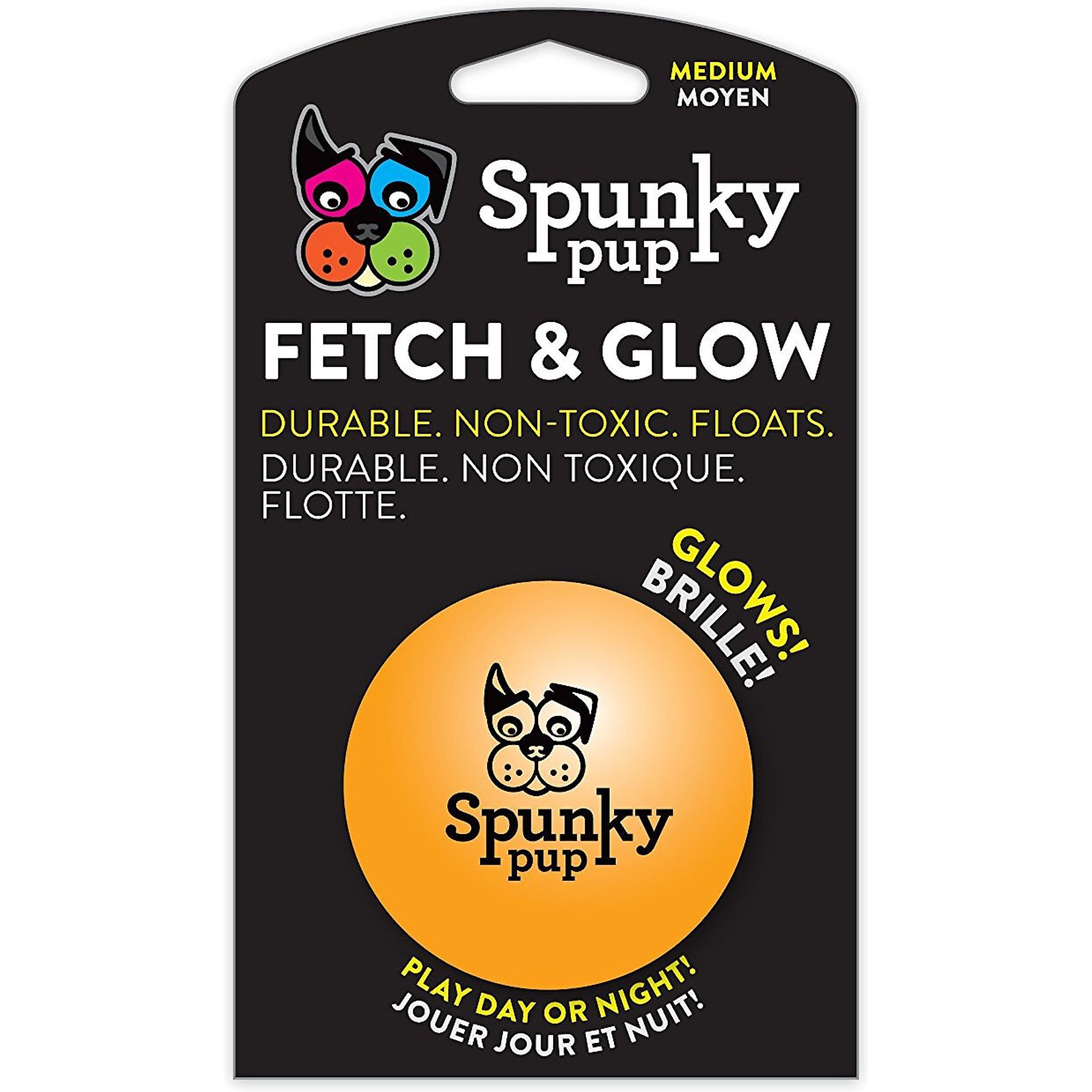 Spunky Pup Fetch & Glow Ball Dog Toy, Medium
