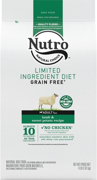 Nutro Limited Ingredient Diet Sensitive Support with Real Lamb & Sweet Potato Grain-Free Adult Dry Dog Food, 4-lb bag slide 1 of 9