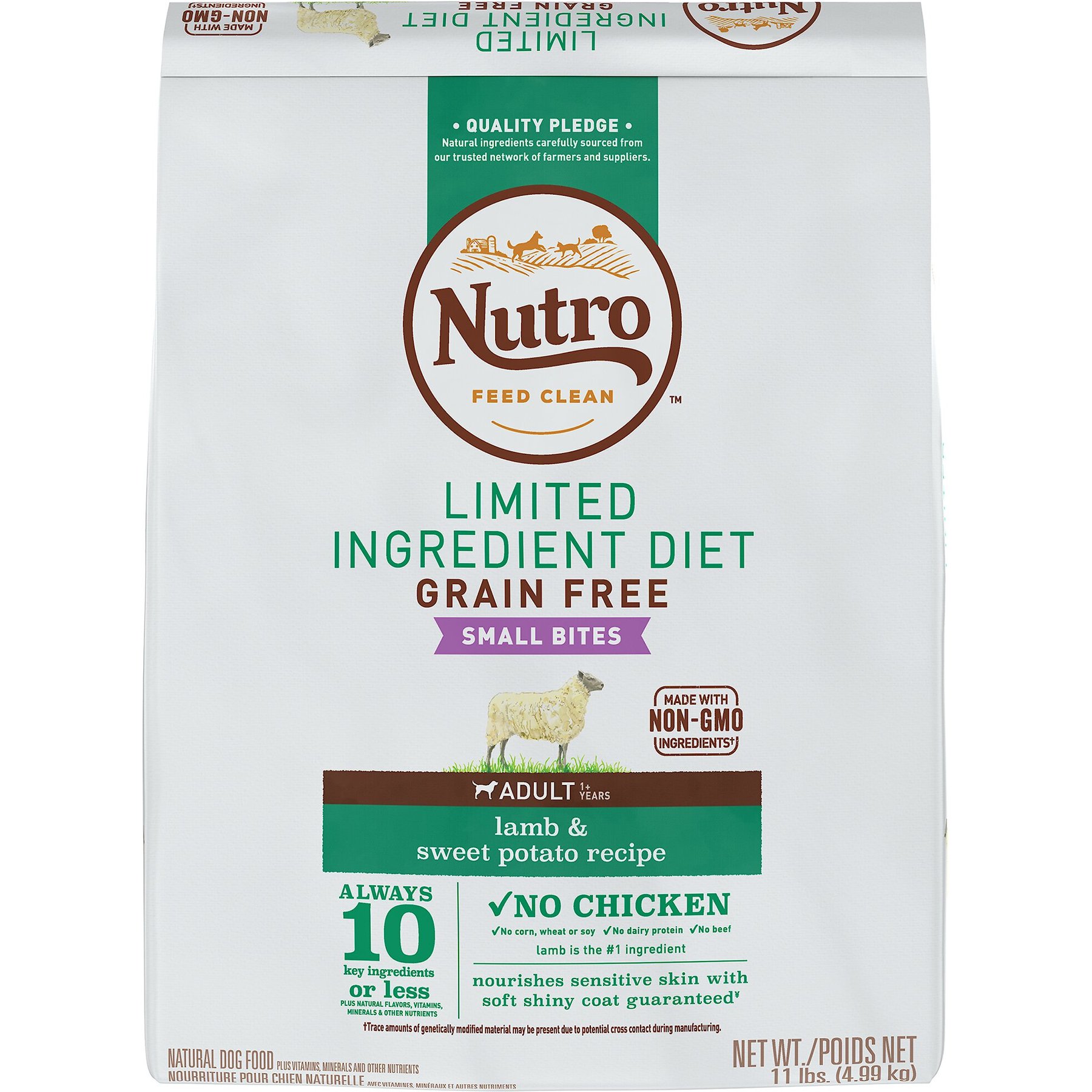 NUTRO Limited Ingredient Diet Sensitive Support with Real Lamb Sweet Potato Grain Free Small Bites Adult Dry Dog Food 22 lb bag Chewy