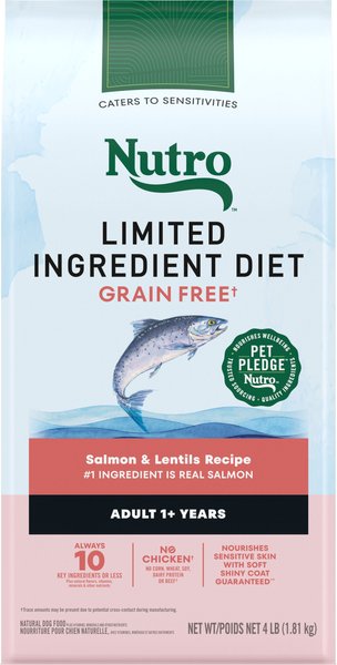 Nutro Limited Ingredient Diet Sensitive Support with Real Salmon & Lentils Grain-Free Adult Dry Dog Food, 4-lb bag slide 1 of 8
